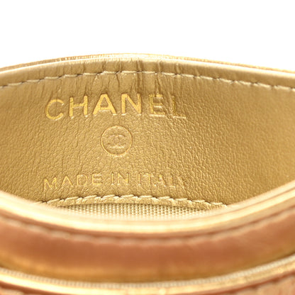 Chanel Aged Metallic Calfskin Pearl CC Quilted Card Holder Gold 6 of 9