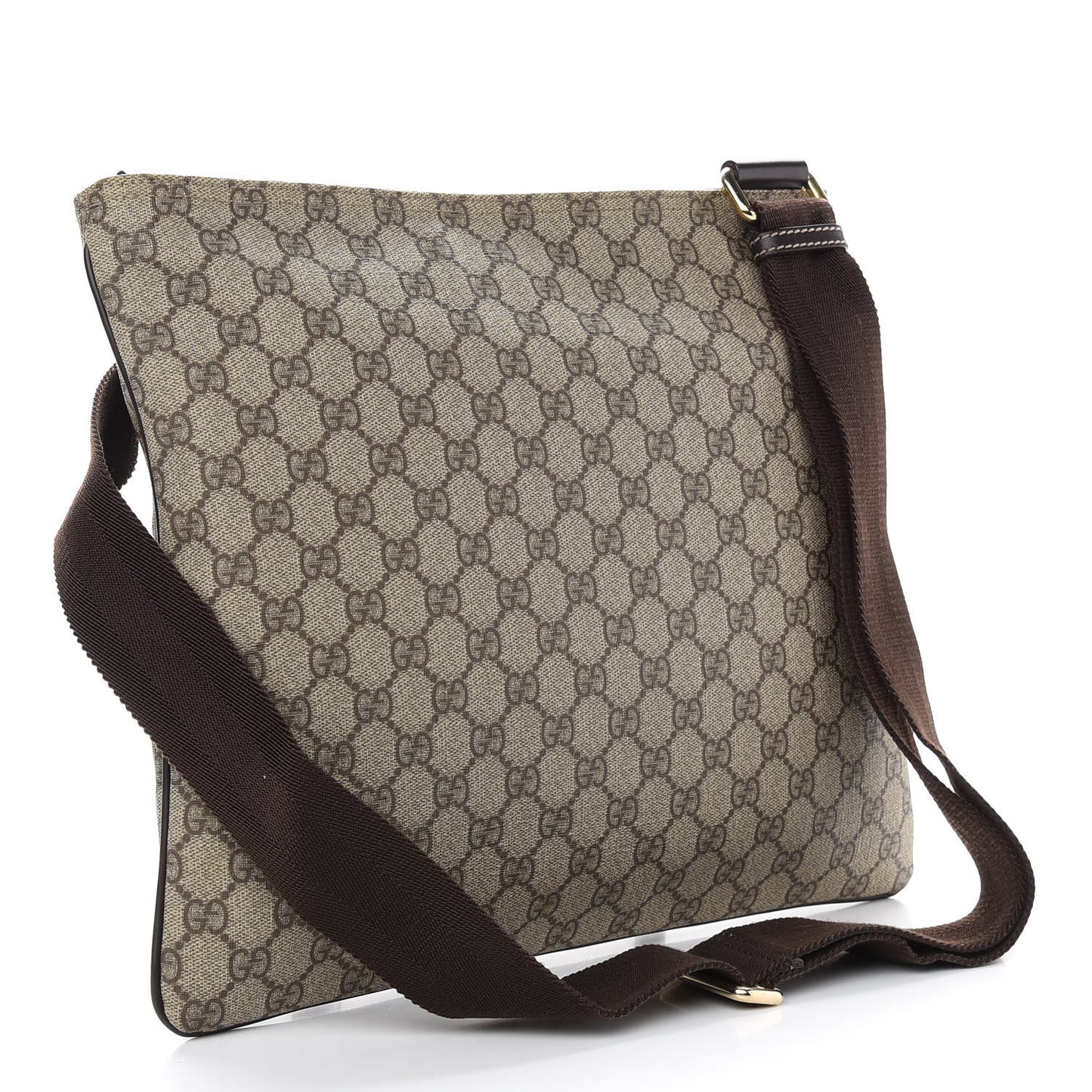 GG Supreme Monogram Medium Flat Messenger Bag Dark Brown