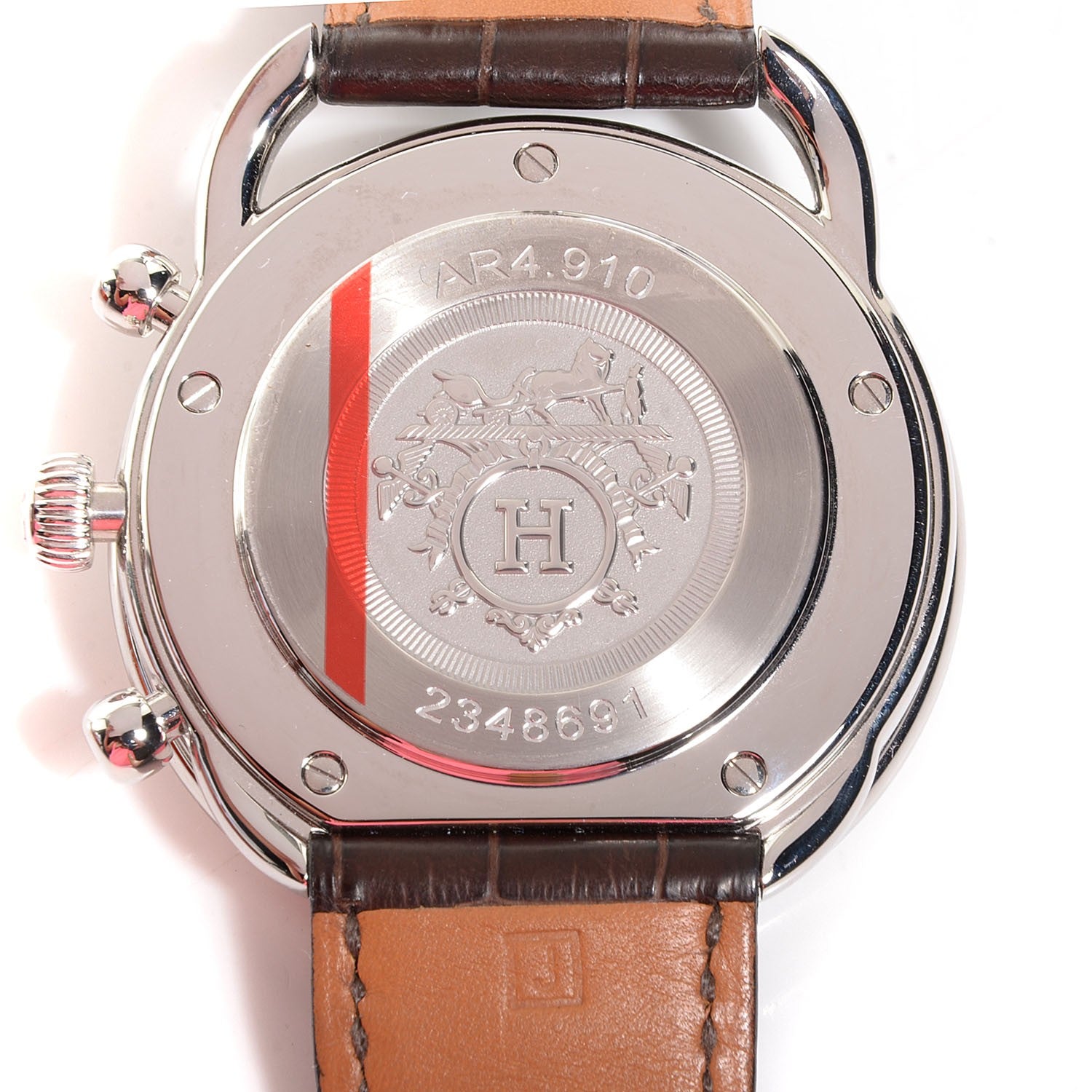 Hermes Stainless Steel Alligator 43mm Arceau Chronograph Automatic Watch Havane 5 of 9