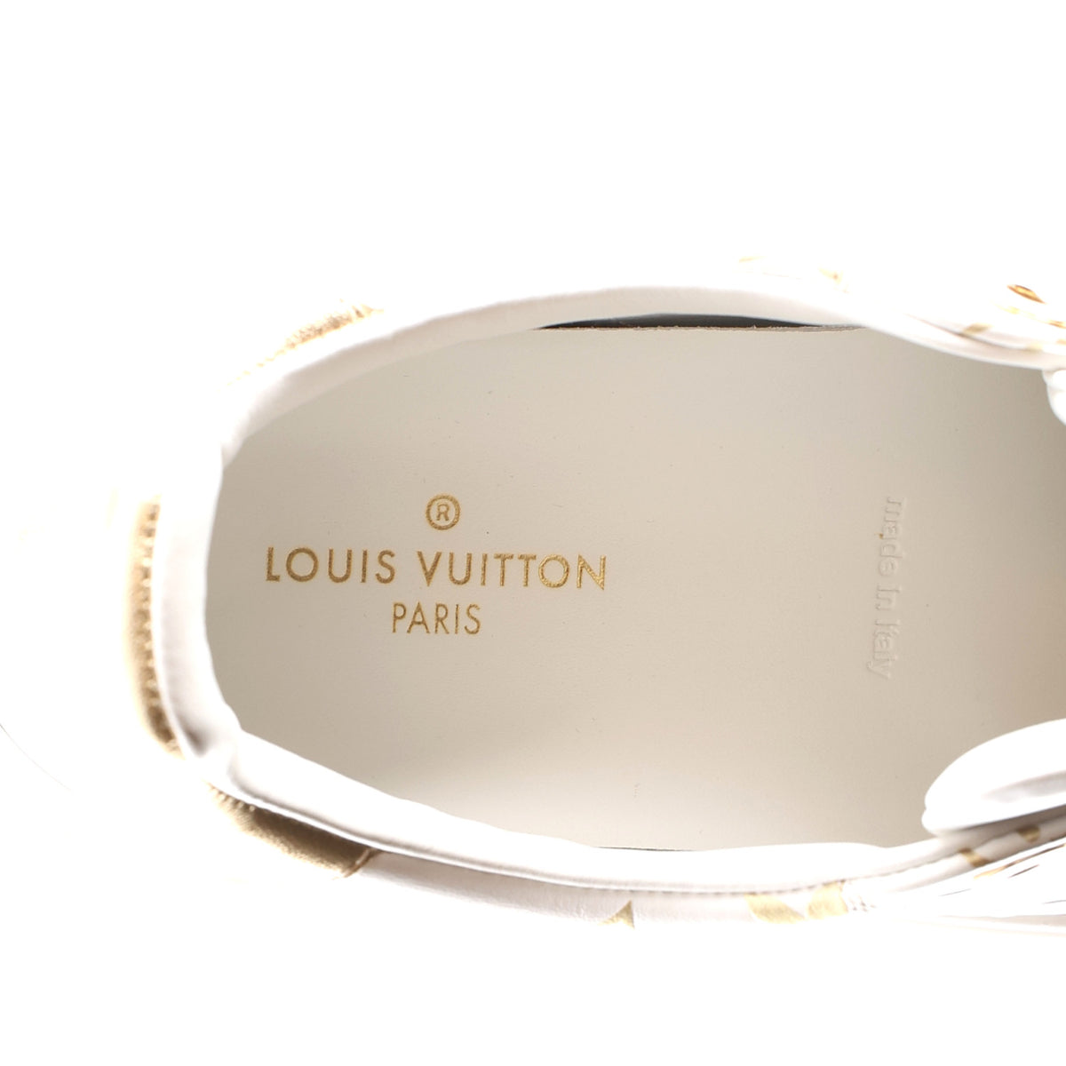 Louis Vuitton Calfskin Monogram Debossed Time Out Sneakers 37 Gold 9 of 10