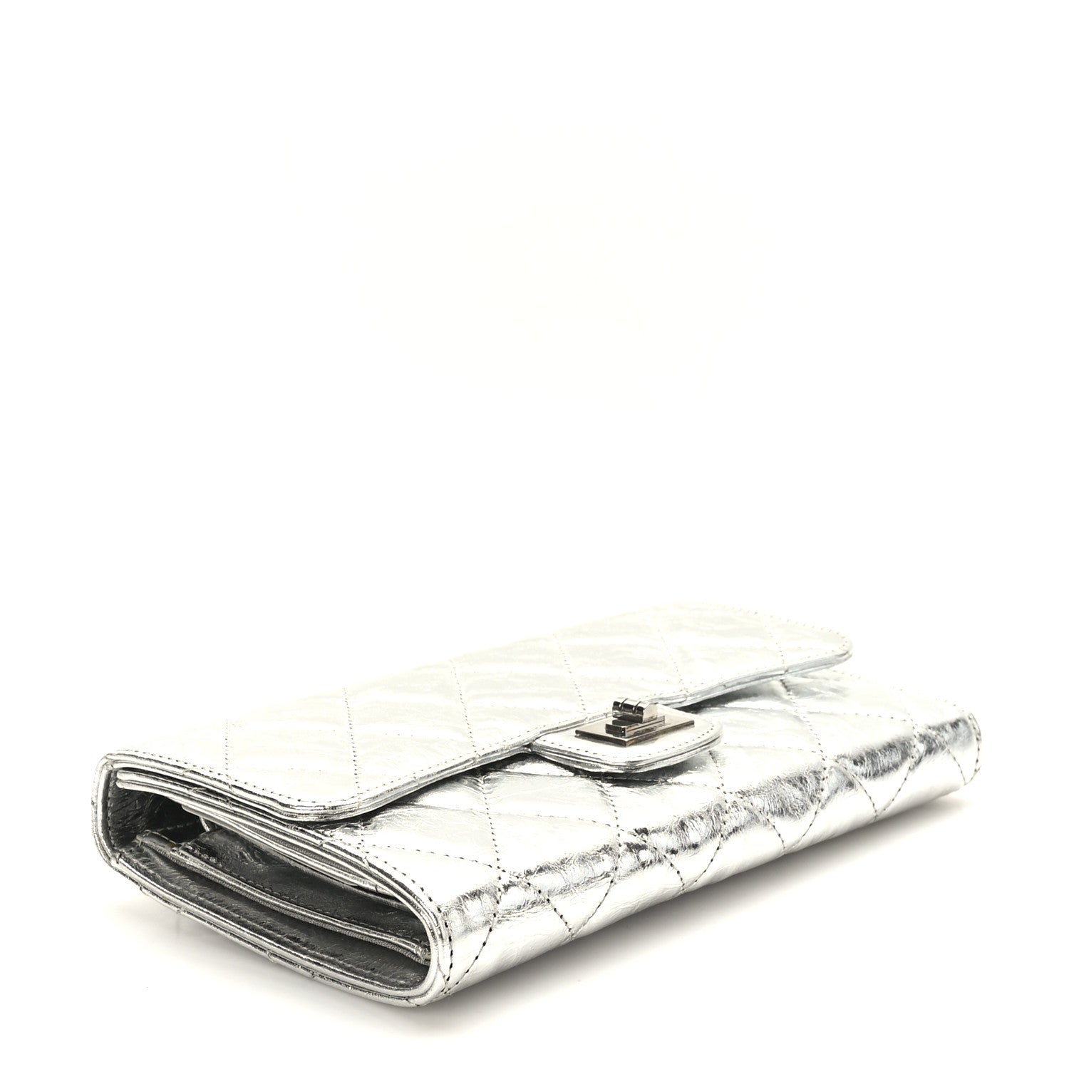 Chanel Metallic Aged Calfskin Quilted Reissue Long Flap Wallet Light Silver 4 of 7