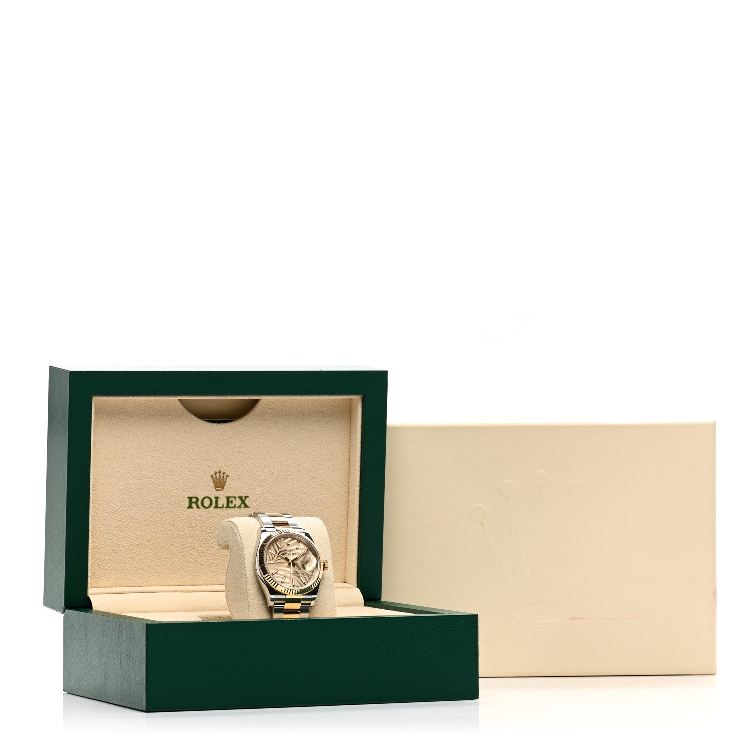 Rolex Stainless Steel 18K Yellow Gold 36mm Oyster Perpetual Datejust Watch Golden Palm 126233 5 of 5