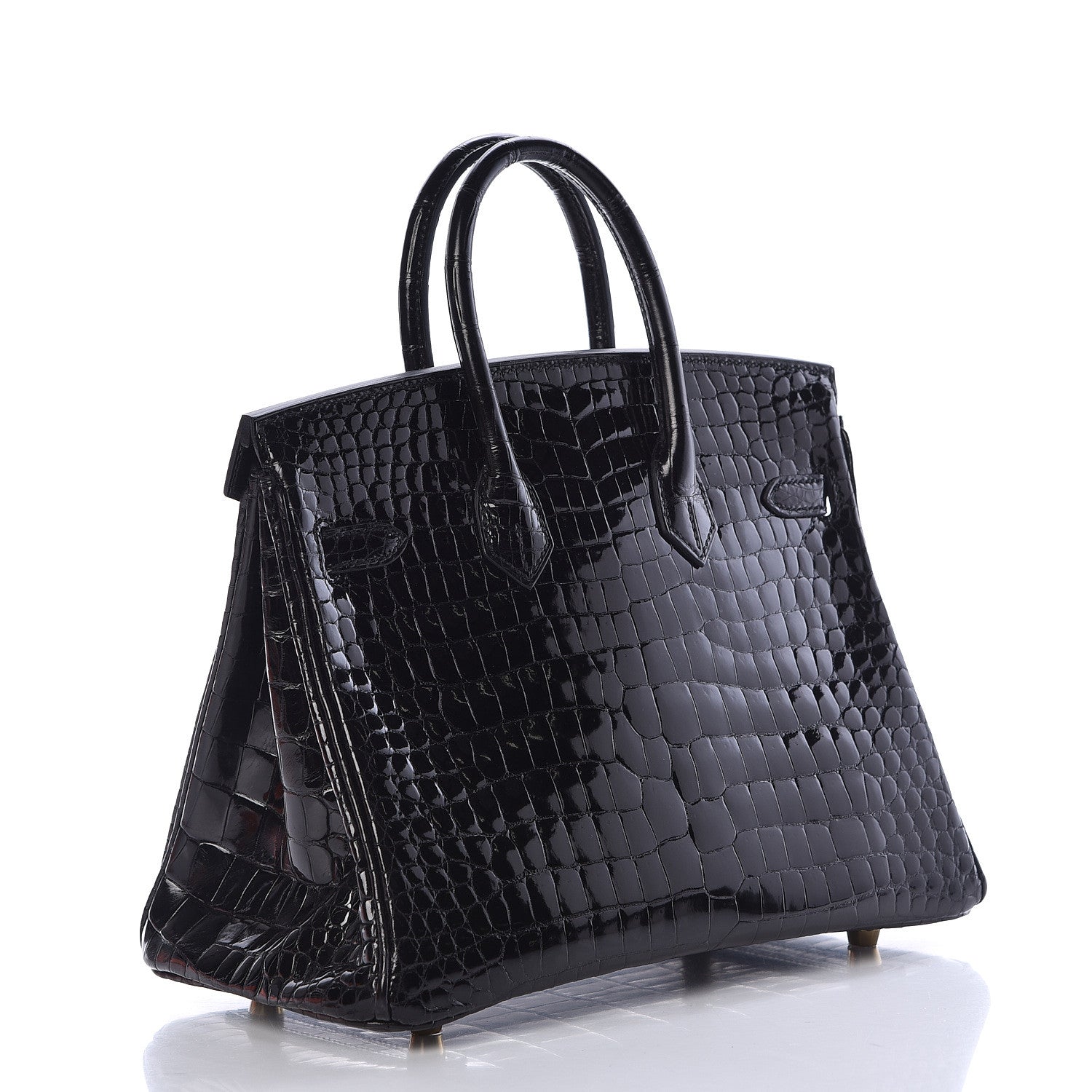 Hermes Shiny Porosus Crocodile Birkin 25 Black 3 of 35