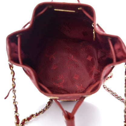 MCM Nylon Monogram Bucket Shoulder Bag Red 6 of 17