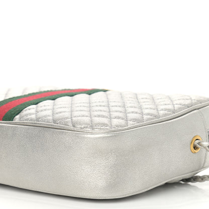 Gucci Laminated Nappa Web Trapuntata Small GG Shoulder Bag Argento 10 of 10