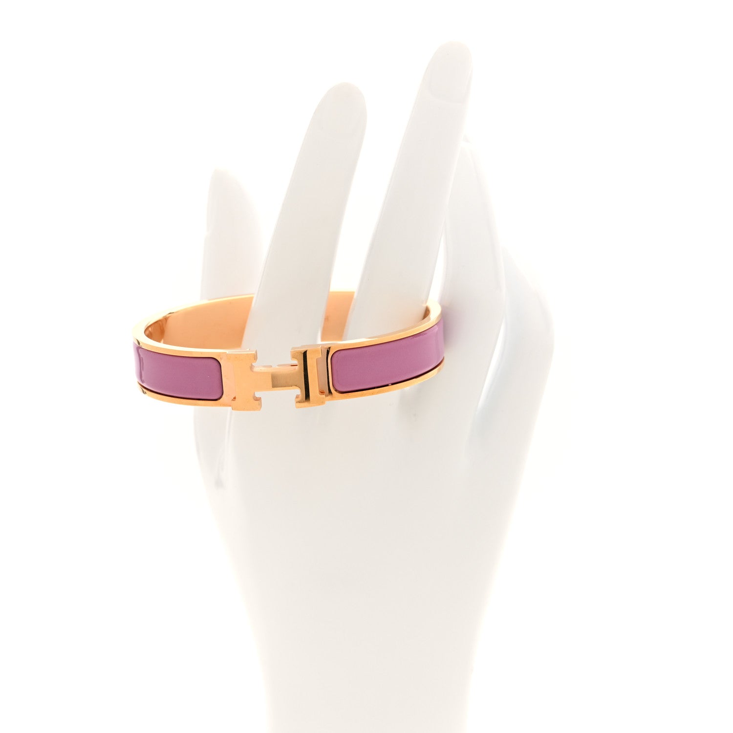 Hermes Enamel Narrow Clic Clac H Bracelet GM Rose Delirium 2 of 5