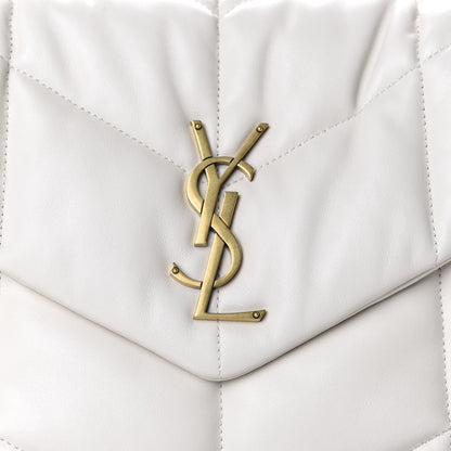Saint Laurent Lambskin Quilted Medium Loulou Puffer Monogram Chain Satchel Blanc Vintage 10 of 10