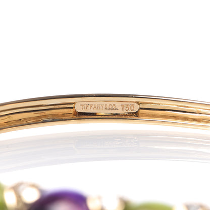 Tiffany 18K Yellow Gold Amethyst Peridot Diamond Bangle Bracelet 4 of 5