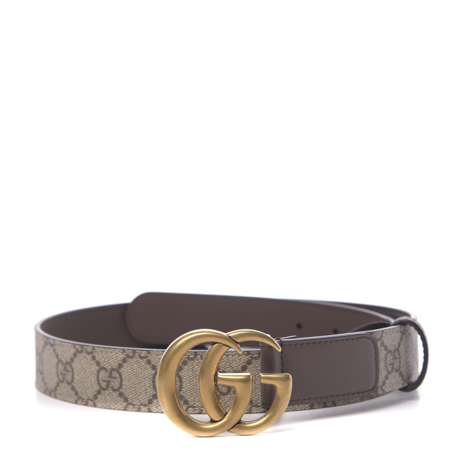 Gucci GG Supreme Monogram Matte Plutone Calfskin Double G 30mm Belt 80 32 Beige Ebony New Acero 1 of 6