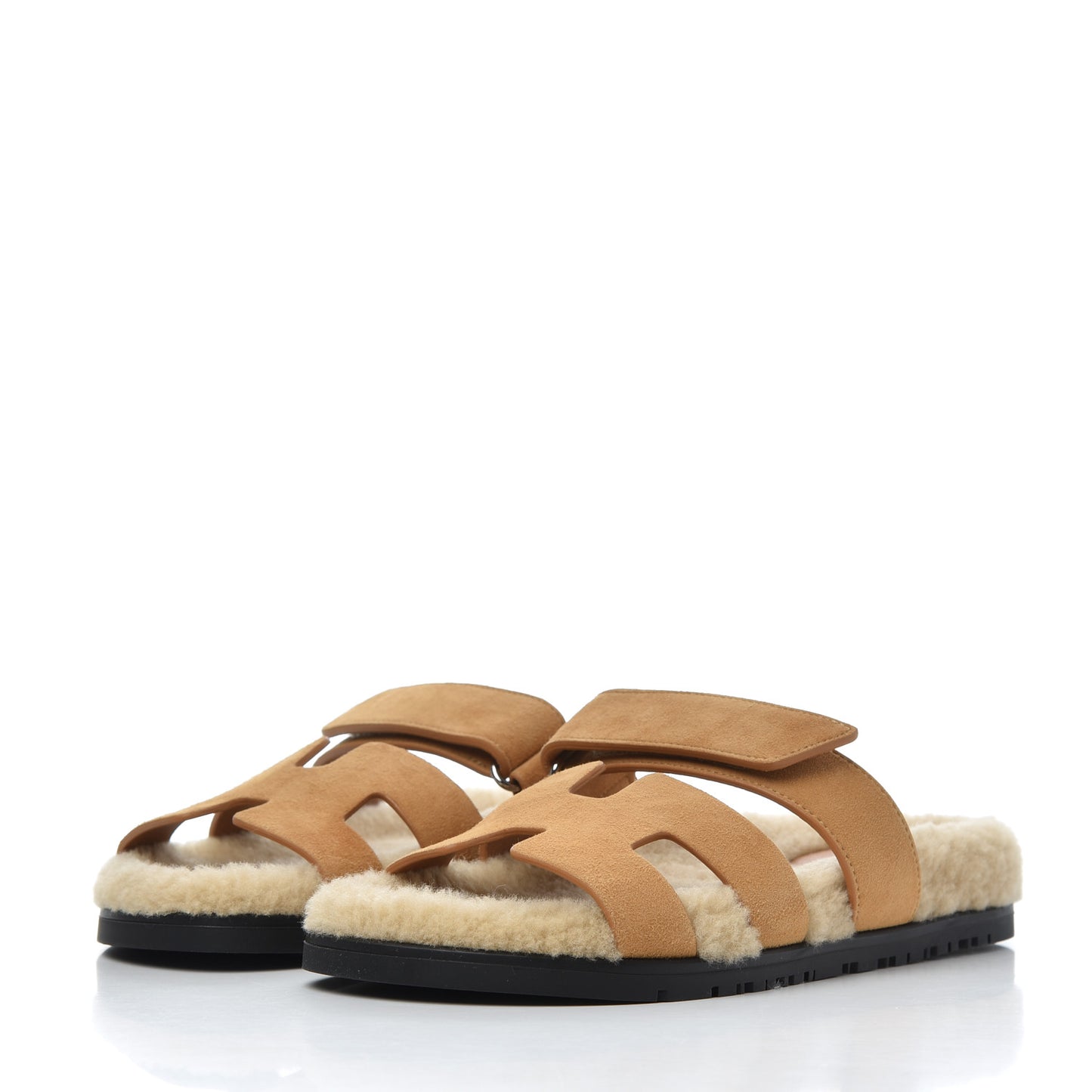Suede Goatskin Woolskin Womens Chypre Sandals 37 Golden Beige