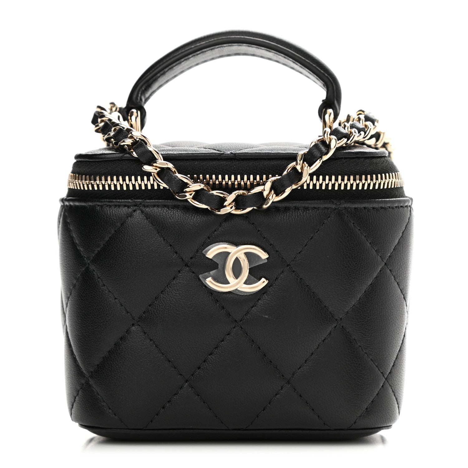Chanel Lambskin Quilted Top Handle Mini Vanity Case With Chain Black 1 of 10