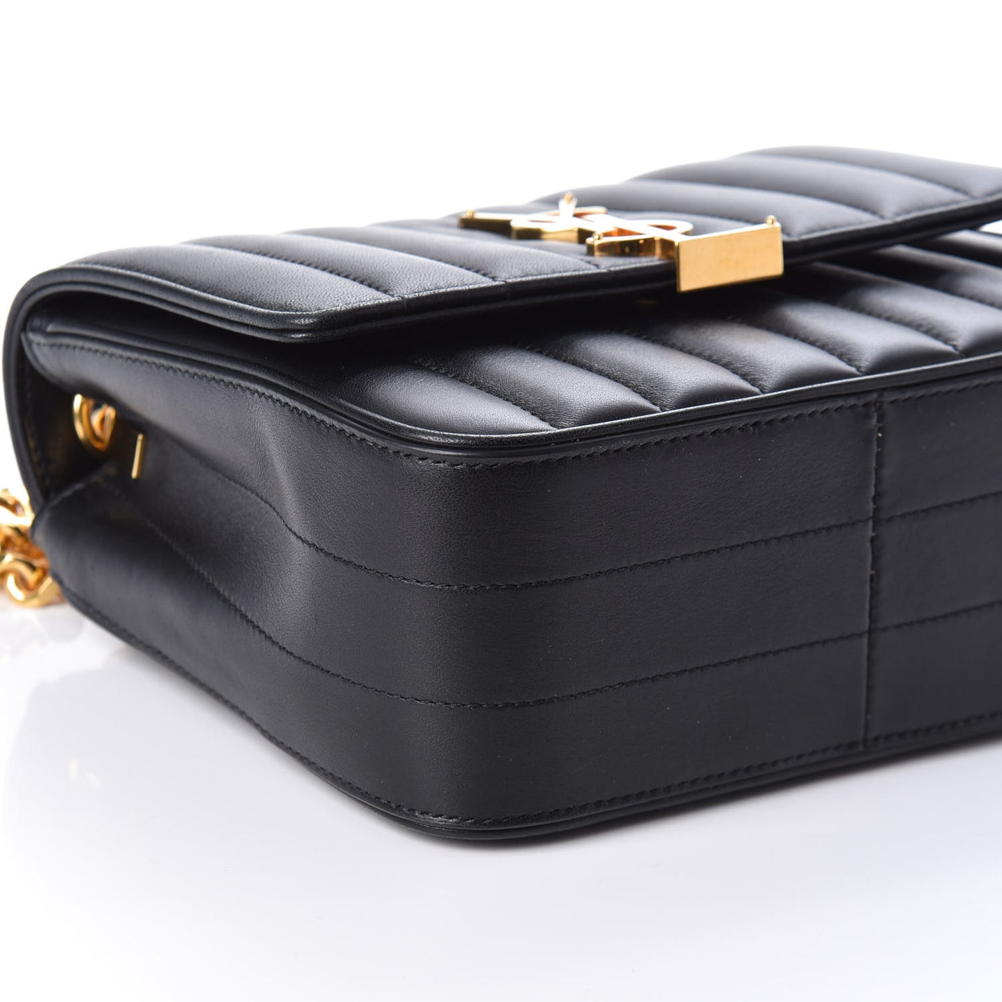 Lambskin Matelasse Monogram Medium Vicky Chain Bag Black