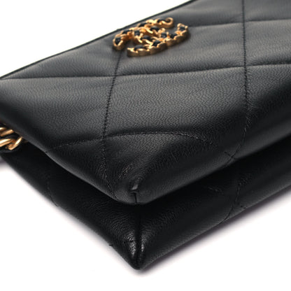 Chanel Shiny Goatskin Quilted Small Chanel 19 Pouch With Handle Black 8 of 11