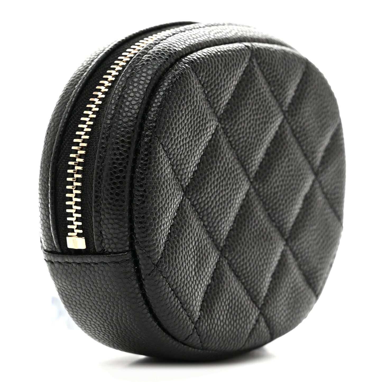Caviar Quilted Zip Around Classic Coin Purse Black