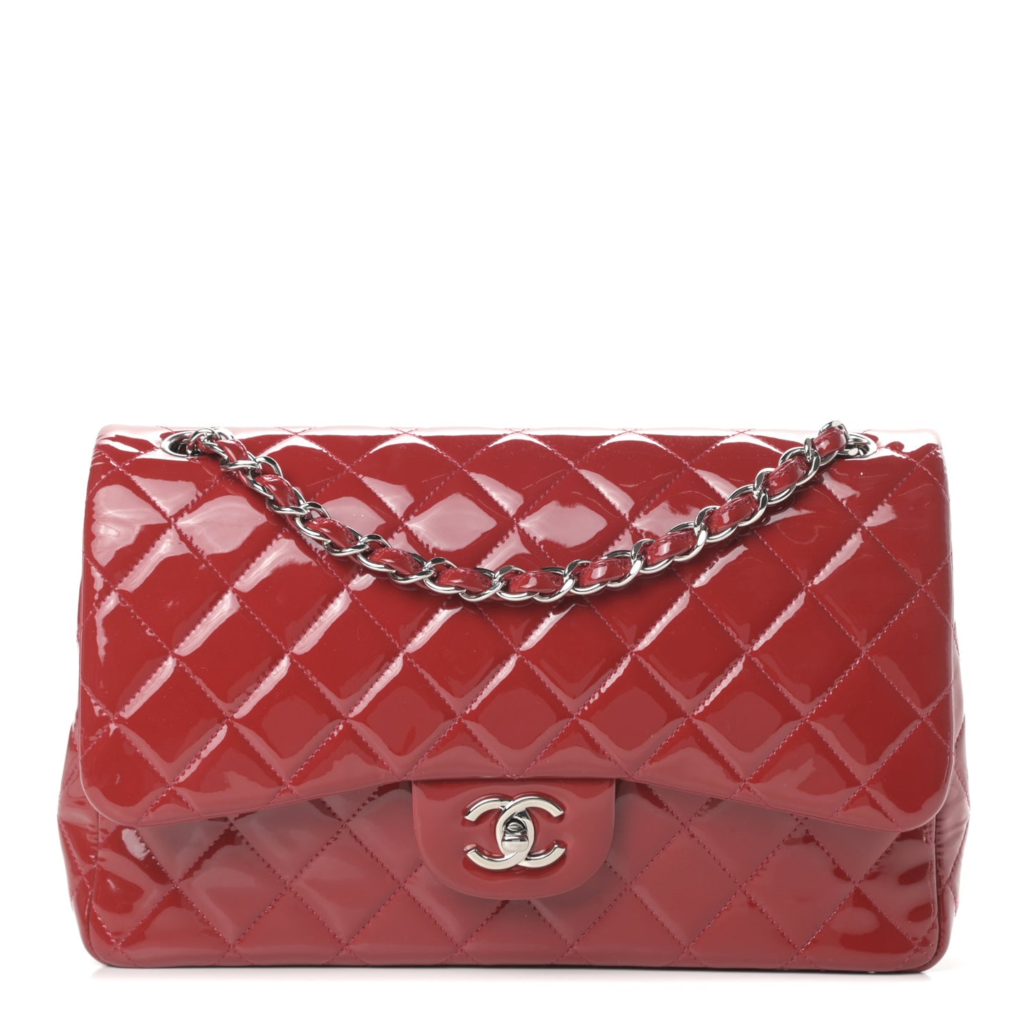 Patent Quilted Jumbo Double Flap Red