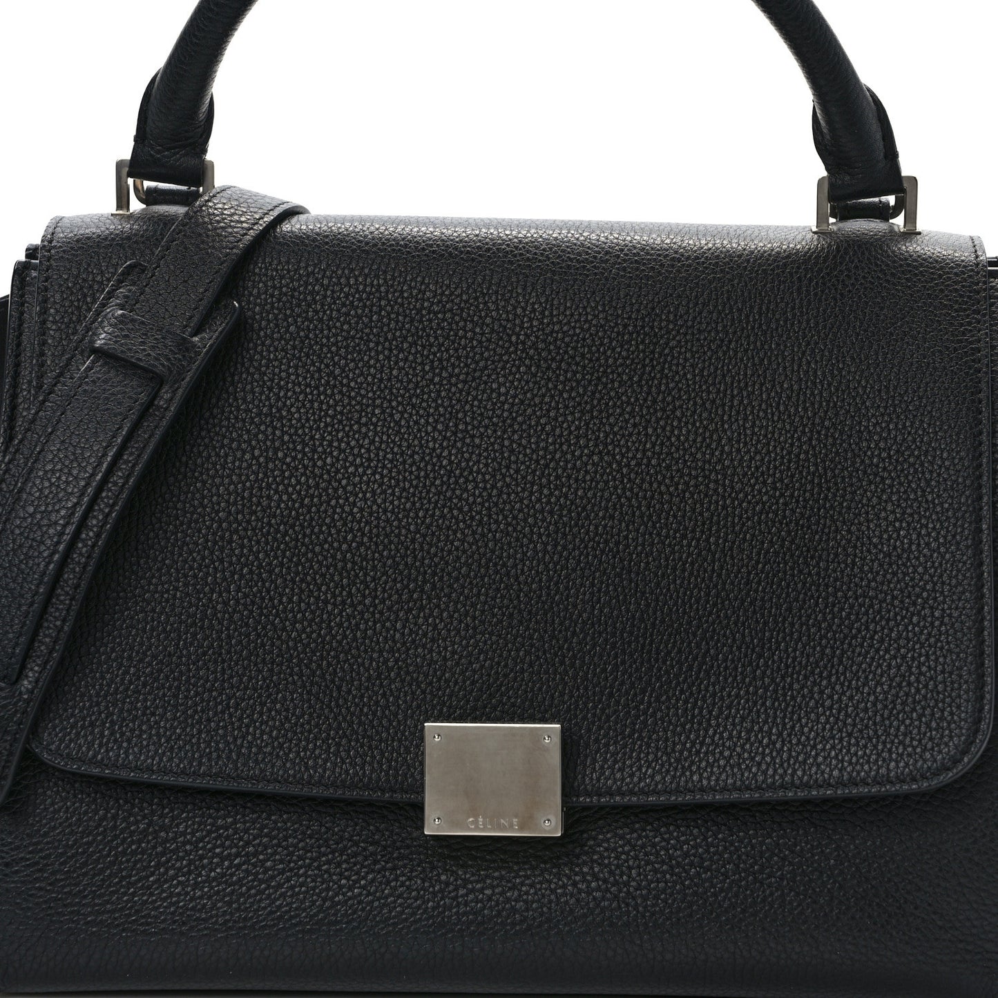 Drummed Calfskin Suede Small Trapeze Black