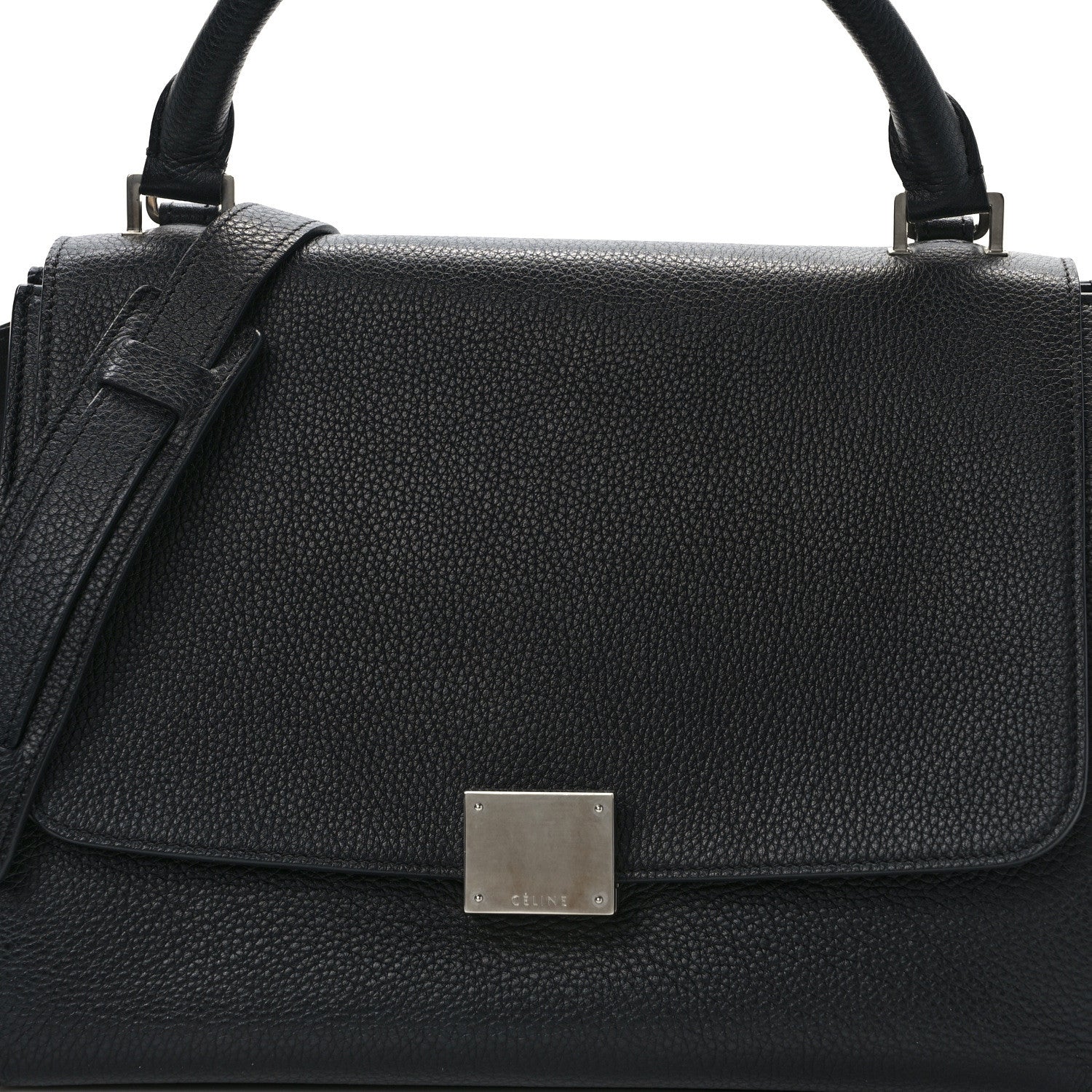 Celine Drummed Calfskin Suede Small Trapeze Black 7 of 15