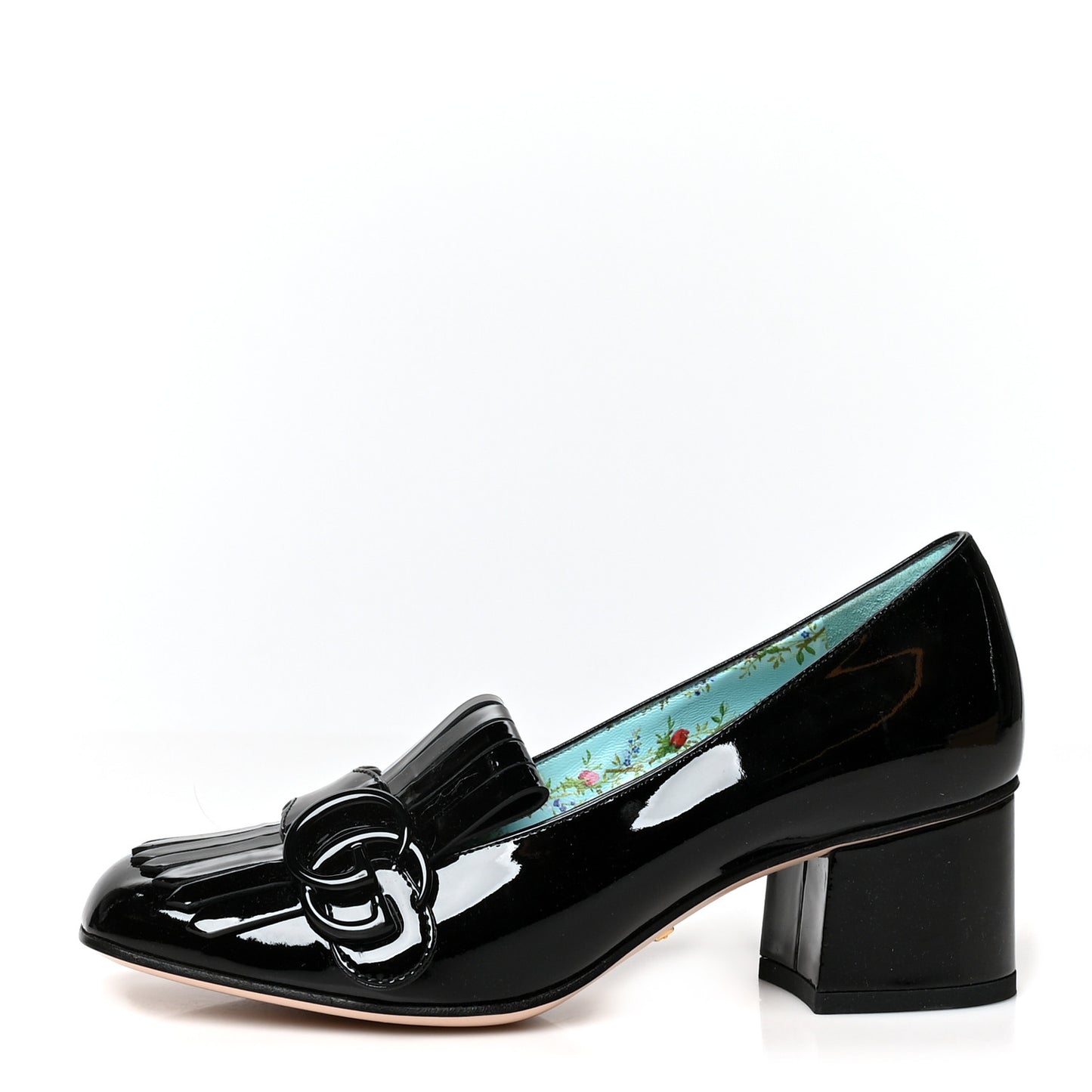 Vernice GG Marmont Fringe 50mm Loafer Pumps 36 Black