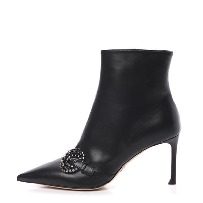 Christian Dior Lambskin Studded Buckle Ankle Boots 38.5 Black 1 of 9