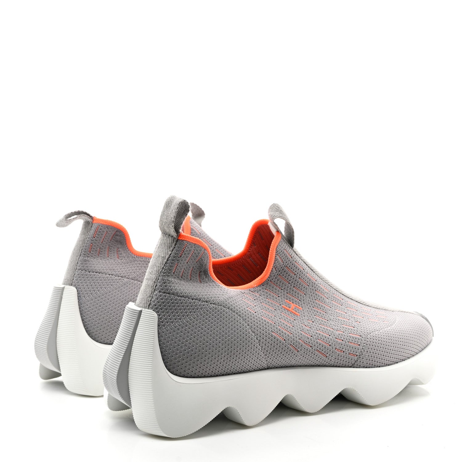 Hermes Technical Canvas Goatskin Womens Eclair Sneakers 39 Gris Clair 4 of 9