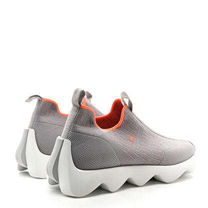 Hermes Technical Canvas Goatskin Womens Eclair Sneakers 39 Gris Clair 4 of 9