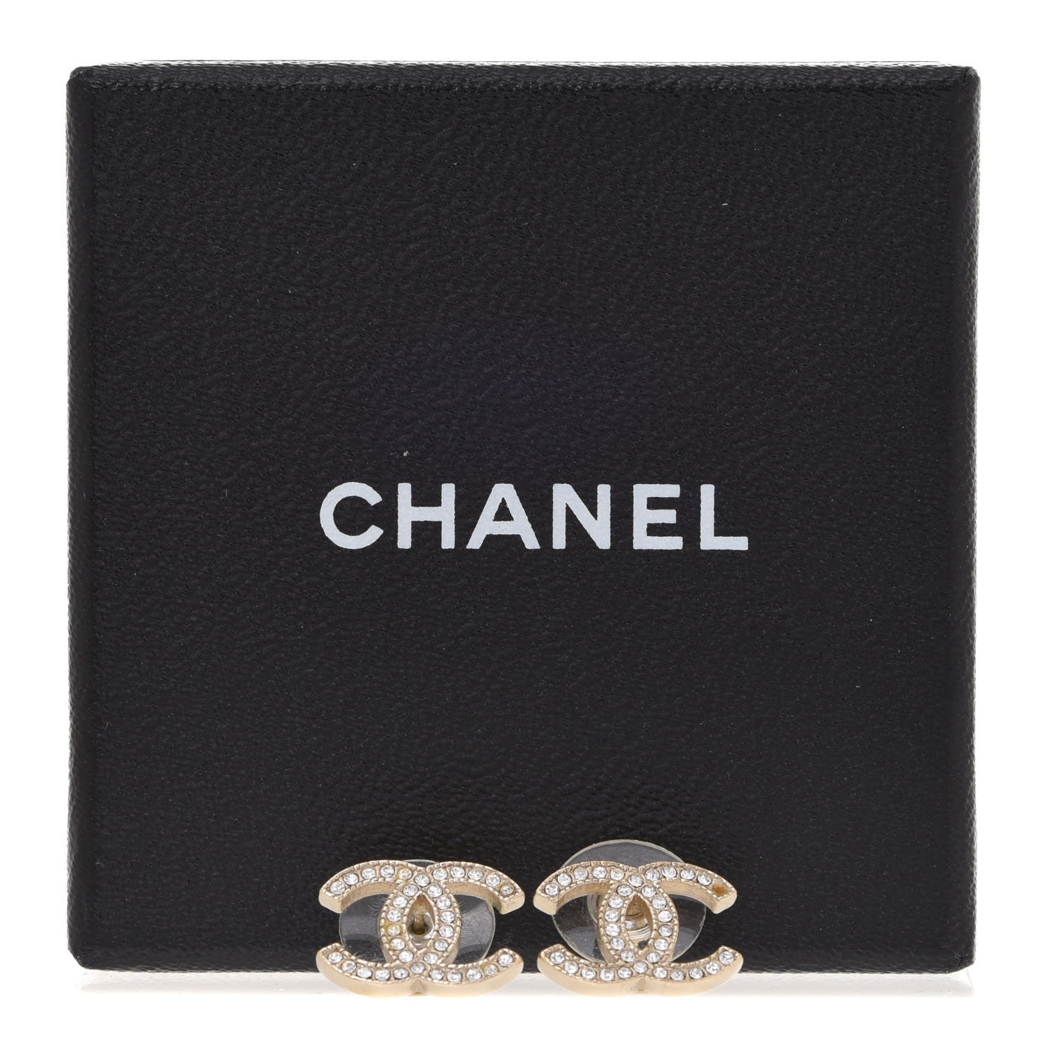Chanel Crystal CC Earrings Gold 5 of 5