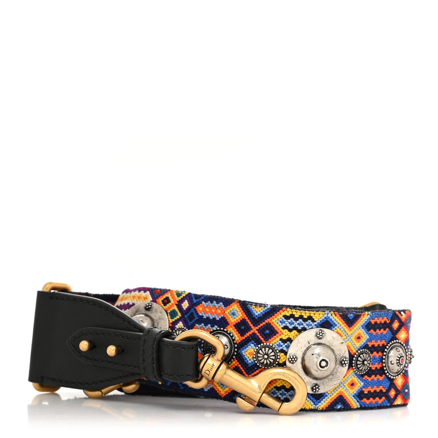 Christian Dior Canvas Embroidered Studded Mexico Shoulder Strap Multicolor 1 of 5