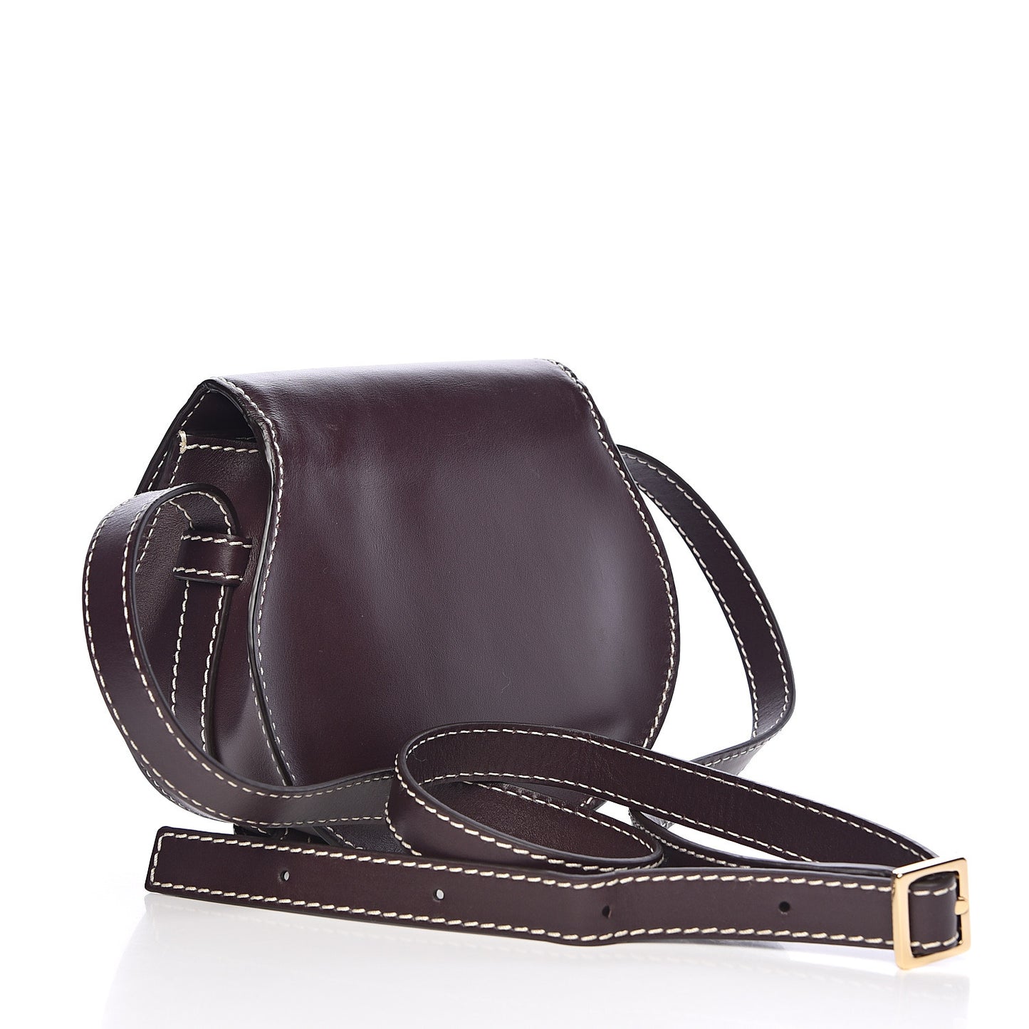 Shiny Calfskin Mini Marcie Round Crossbody Bag Black Raisin