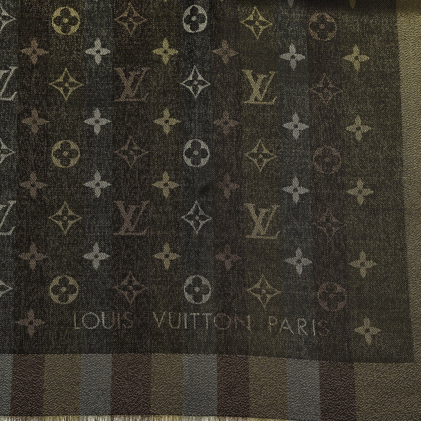 Silk Lurex Wool So Shine Monogram Shawl Black
