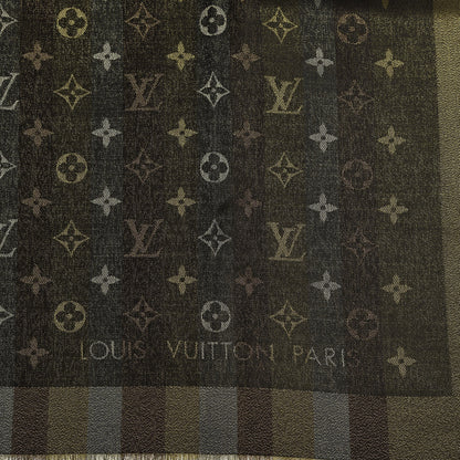 Louis Vuitton Silk Lurex Wool So Shine Monogram Shawl Black 2 of 3
