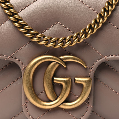 Gucci Calfskin Matelasse Super Mini GG Marmont Shoulder Bag Porcelain Rose 8 of 10