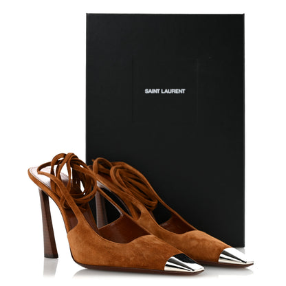 Saint Laurent Suede Blade 105 Slingback Pumps 36.5 Brown 10 of 10