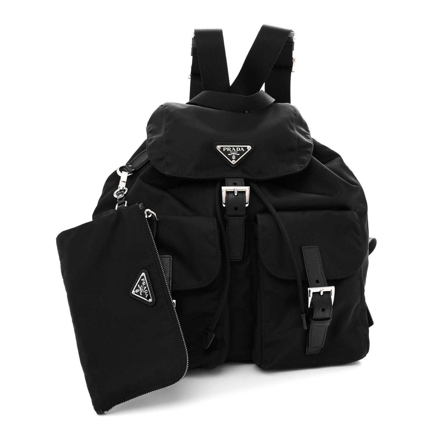 Prada Tessuto Nylon Saffiano Medium Backpack Black 3 of 10