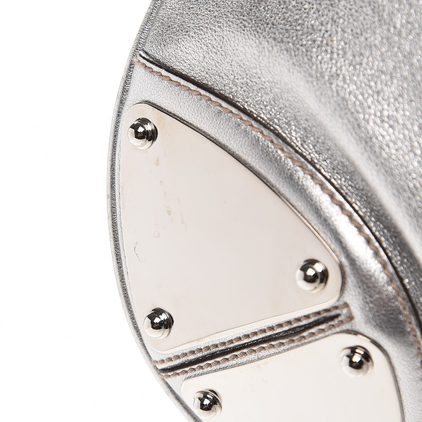 Metallic Calfskin Large Indy Top Handle Hobo Silver