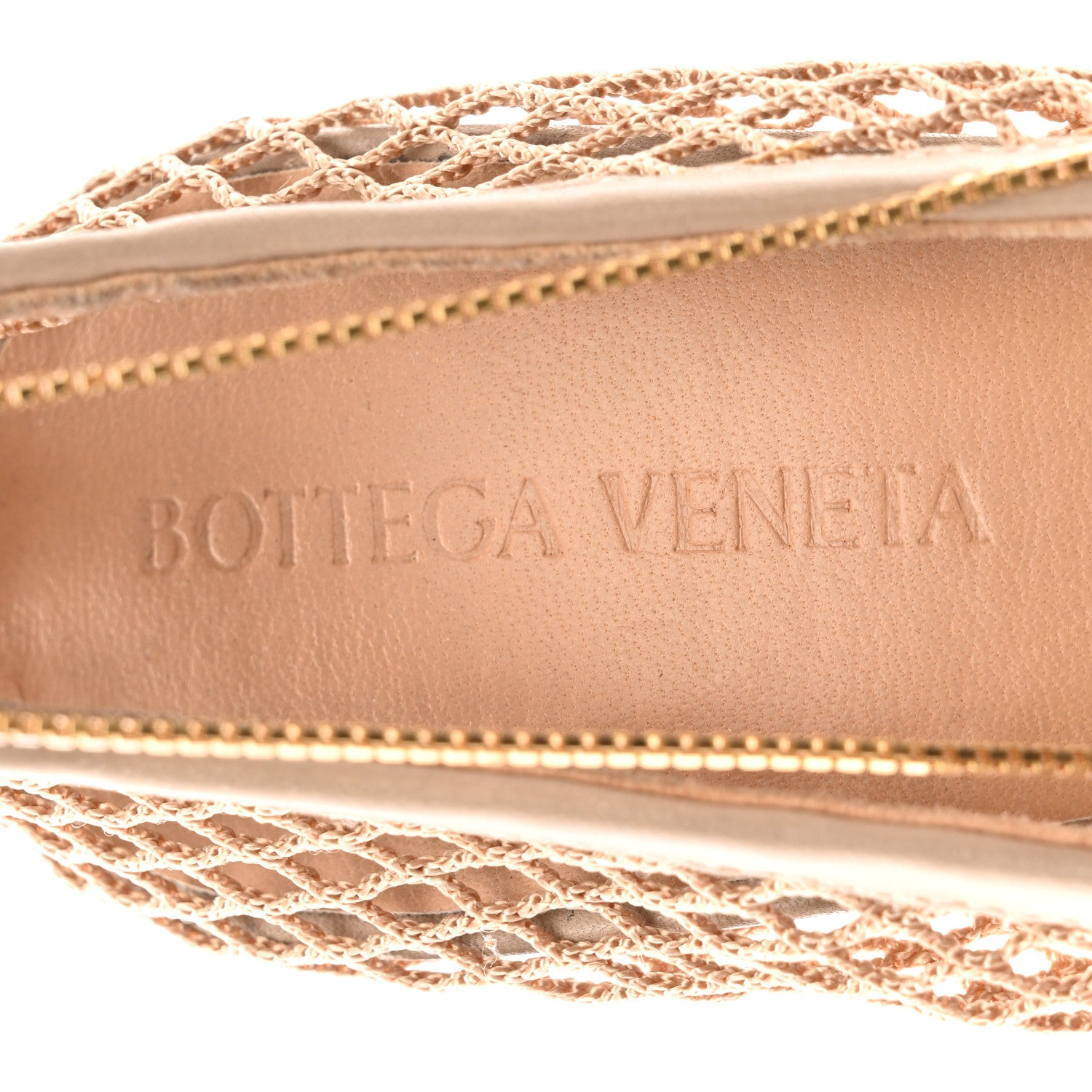Bottega Veneta Mesh Calfskin Chain Stretch Pumps 37 Beige 7 of 10