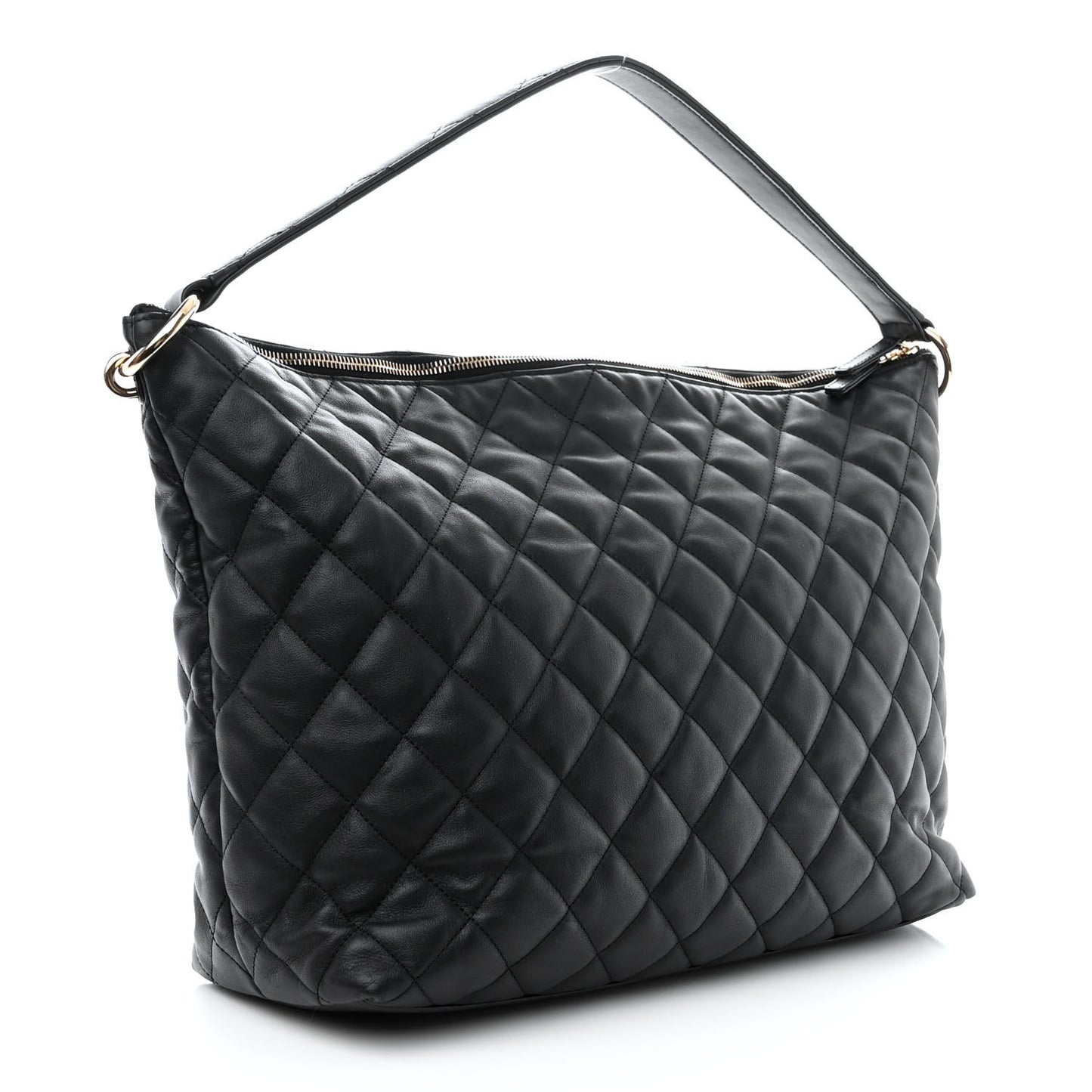 Lambskin Quilted Pocket Hobo Black