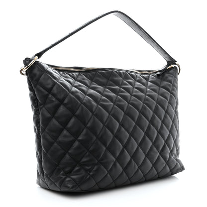 Chanel Lambskin Quilted Pocket Hobo Black 3 of 12