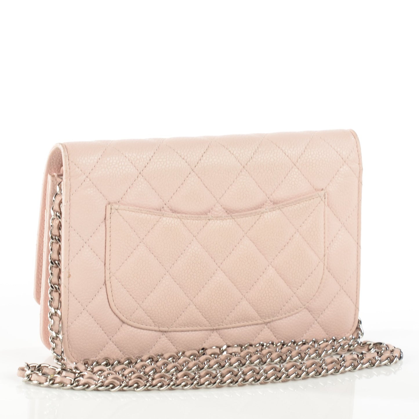 Caviar Quilted Wallet On Chain WOC Light Pink