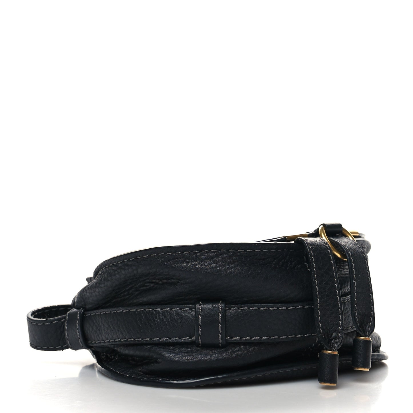 Calfskin Mini Marcie Round Crossbody Bag Black