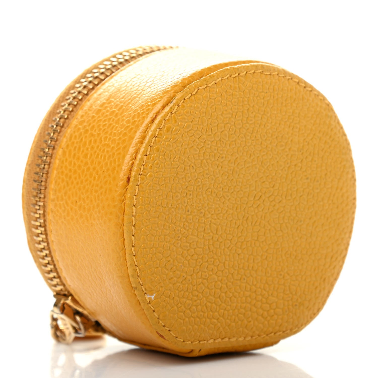 Chanel Caviar Round Jewelry Travel Case Yellow 3 of 8