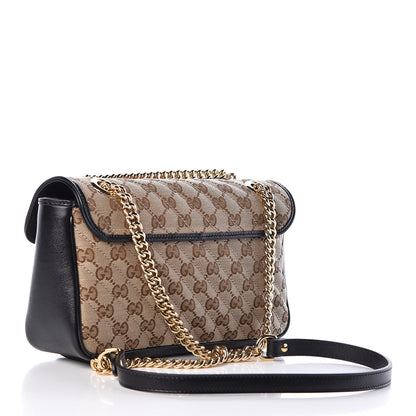 Gucci Monogram Matelasse Diagonal Small GG Marmont Shoulder Bag Beige Black 3 of 11