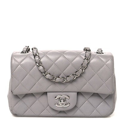 Chanel Lambskin Quilted Mini Rectangular Flap Grey 1 of 12