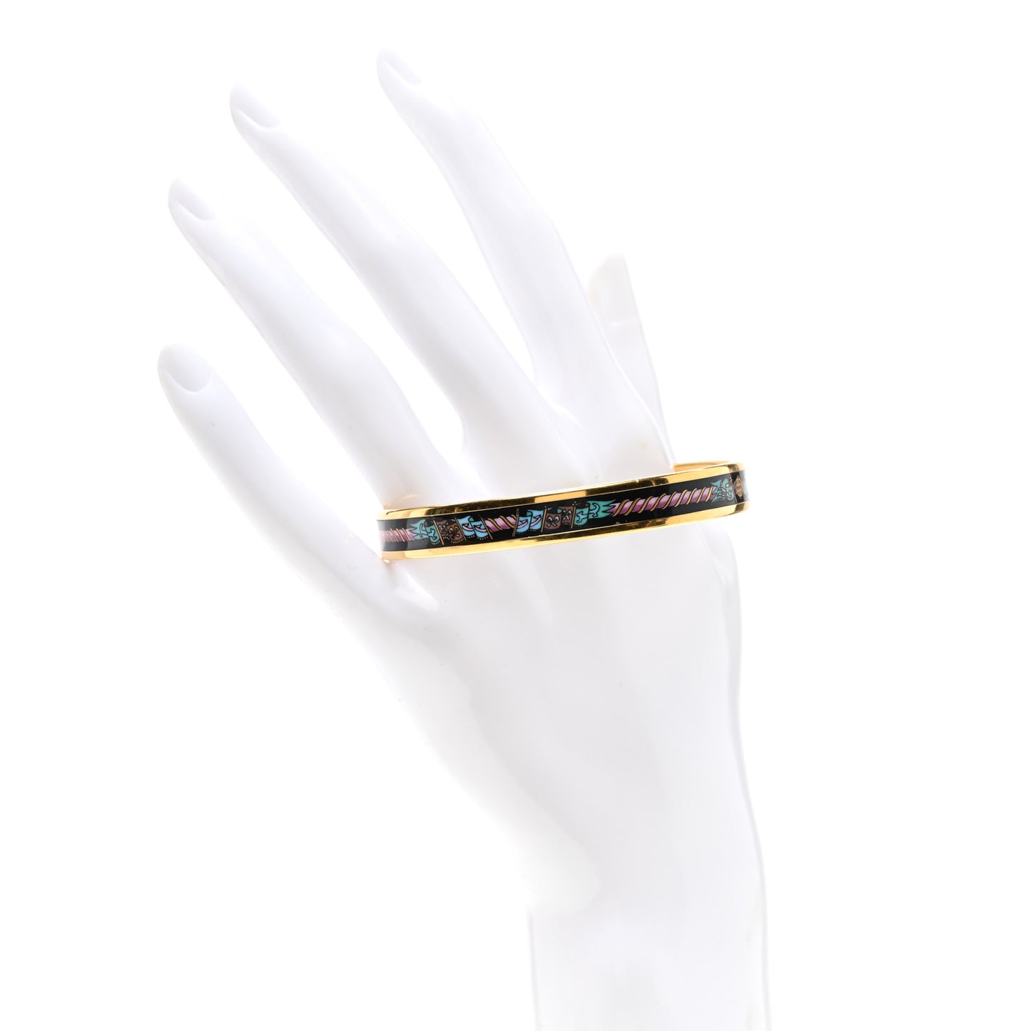 Enamel Printed Narrow Bracelet 65 Black