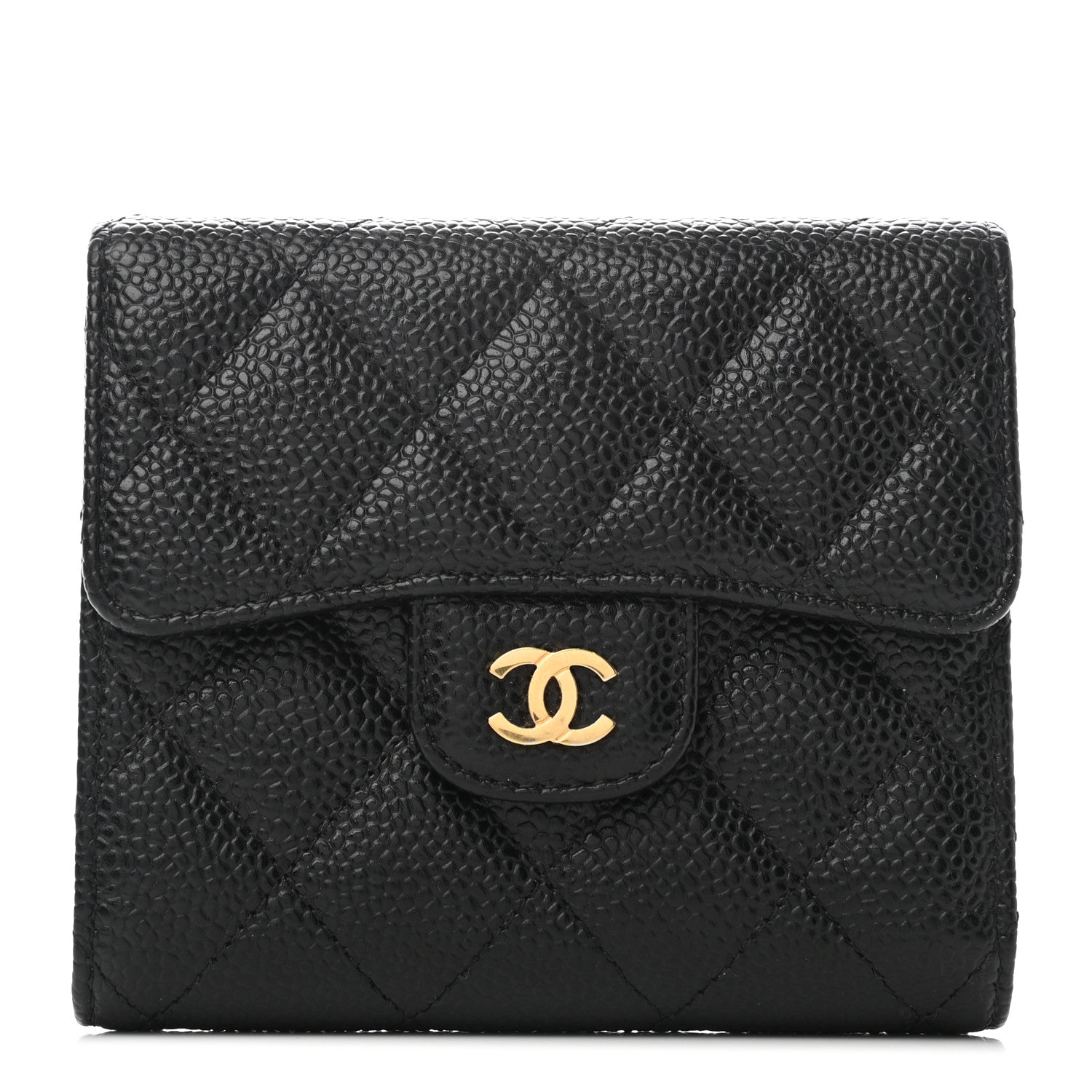 Chanel Caviar Quilted Compact Flap Wallet Black 1 of 8