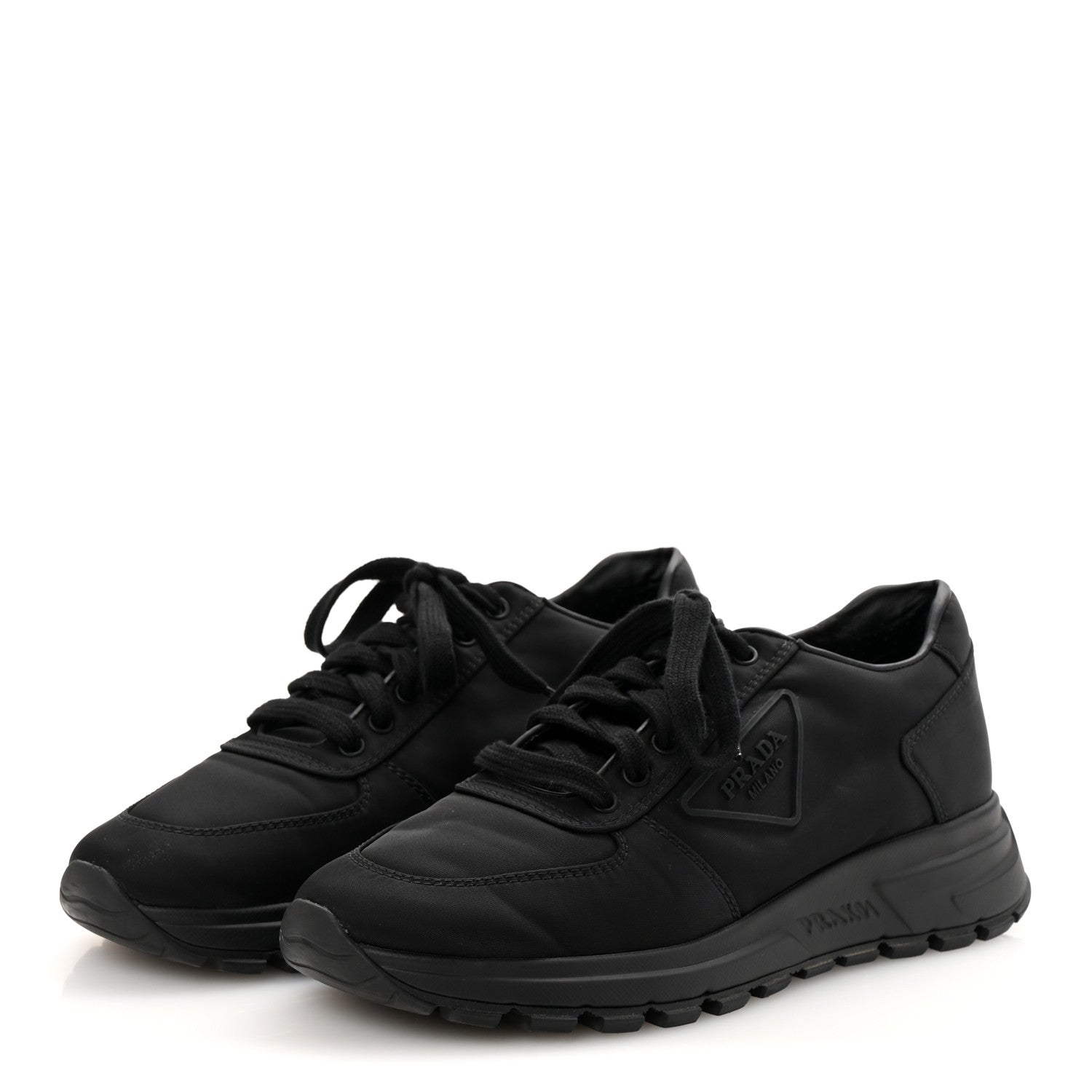 Prada Re-Nylon Gabardine Logo Sneakers 39.5 Black 4 of 7