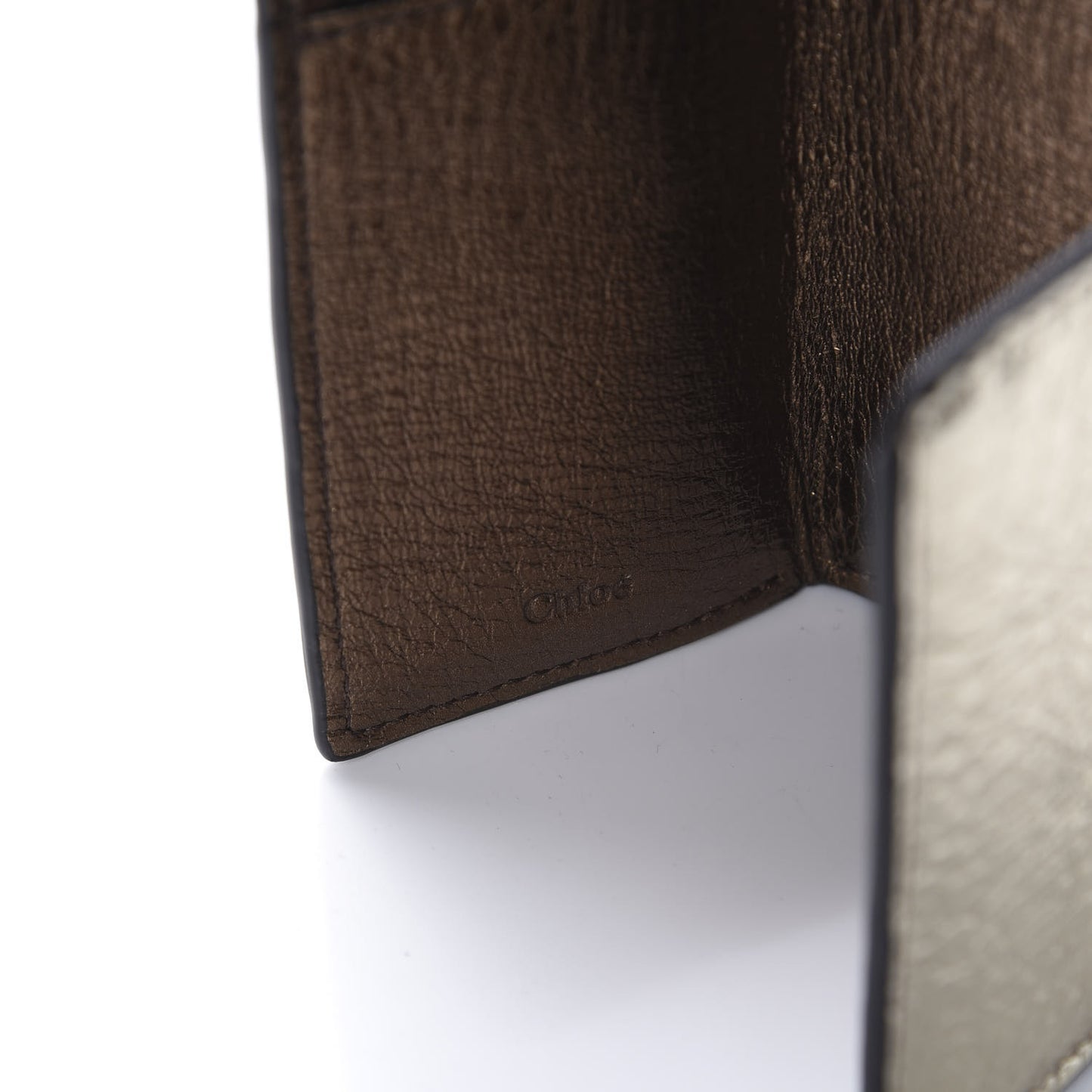 Metallic Crinkled Lambskin Shiny Calfskin Small Aby Tri-Fold Wallet Gold Bronze