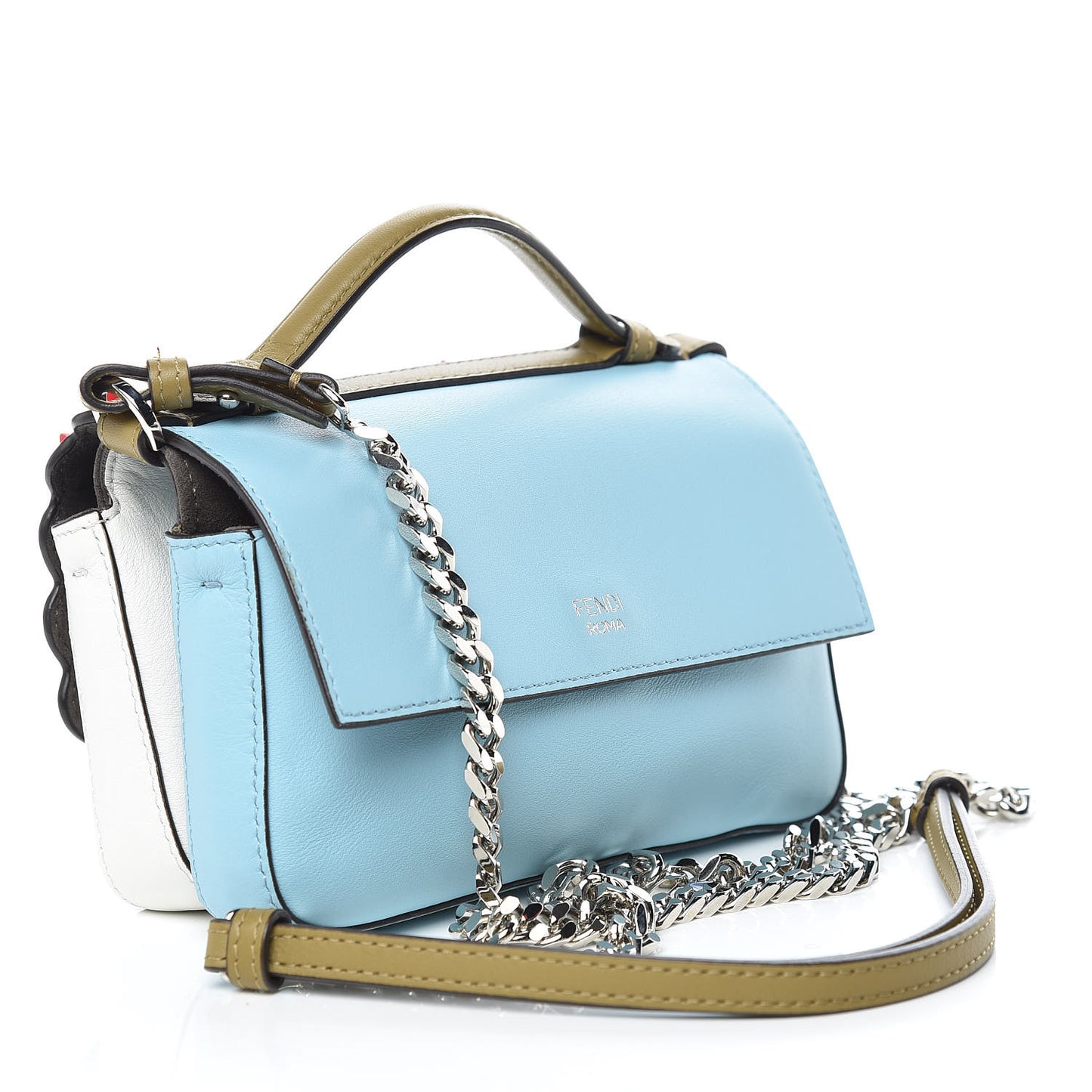Vitello Dolce Flowers and Bows Bi-Color Scalloped Micro Double Baguette White Turchese Pallido Multicolor