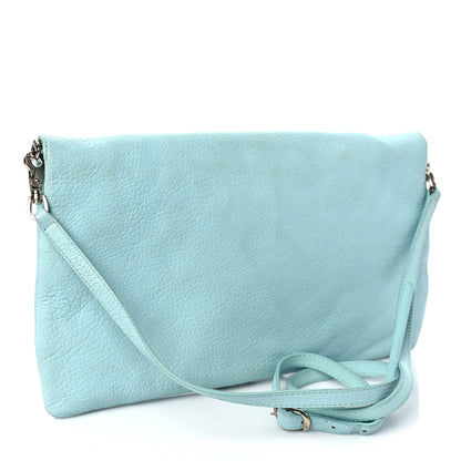 Balenciaga Chevre Silver Metallic Edge Hardware Envelope Clutch Bleu Maldives 3 of 8