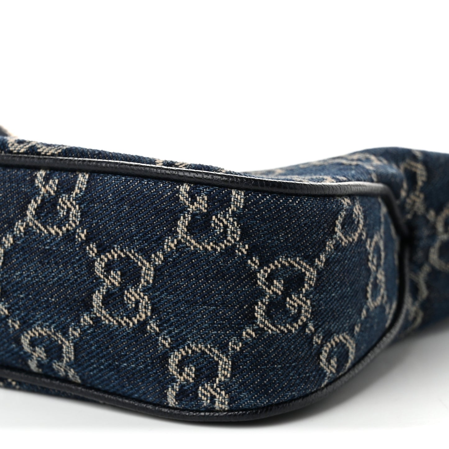 Washed Denim GG Monogram Lady Lunetta Small Shoulder Bag  Dark Blue