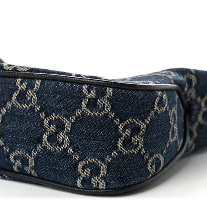 Gucci Washed Denim GG Monogram Lady Lunetta Small Shoulder Bag  Dark Blue 9 of 10